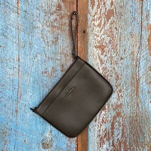 Aldo Black Vegan Leather Wristlet Clutch Bag